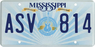 MS license plate ASV814