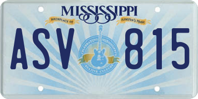 MS license plate ASV815