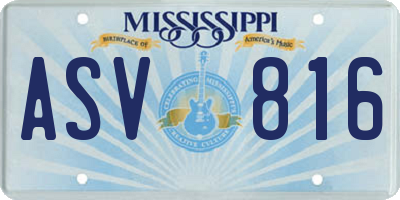 MS license plate ASV816