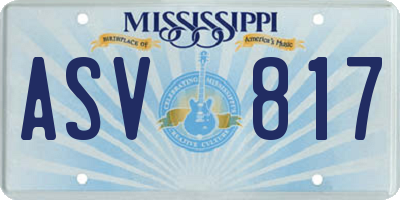 MS license plate ASV817