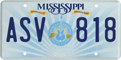 MS license plate ASV818