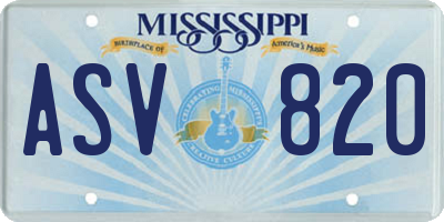 MS license plate ASV820