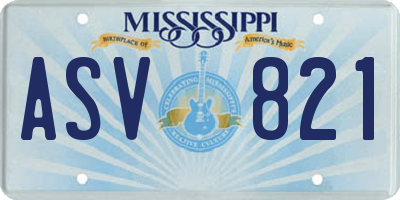 MS license plate ASV821
