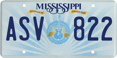 MS license plate ASV822