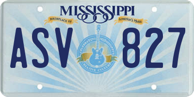 MS license plate ASV827
