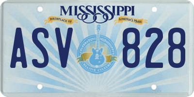 MS license plate ASV828