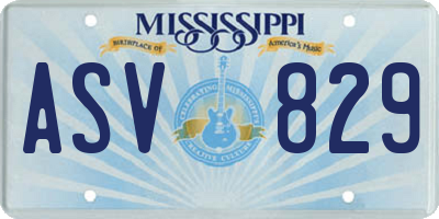 MS license plate ASV829