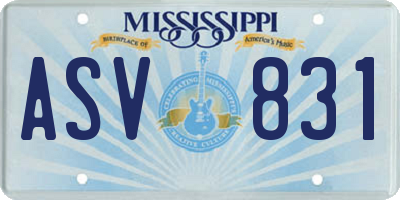 MS license plate ASV831