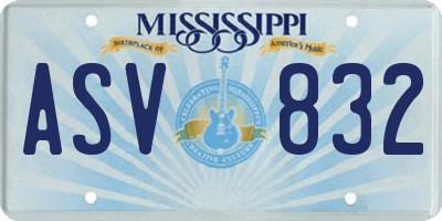 MS license plate ASV832