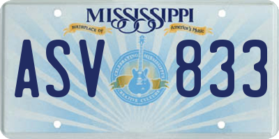 MS license plate ASV833