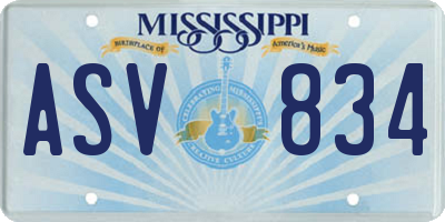 MS license plate ASV834