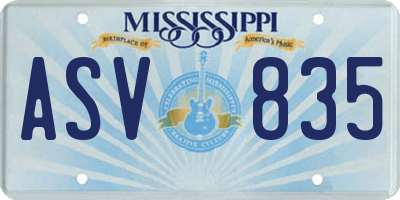 MS license plate ASV835