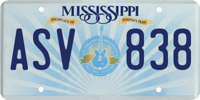 MS license plate ASV838