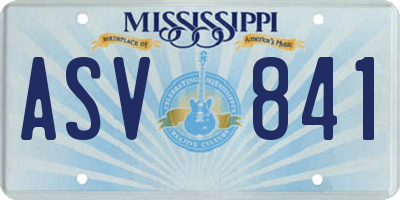 MS license plate ASV841