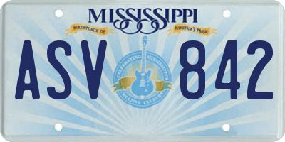 MS license plate ASV842