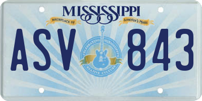 MS license plate ASV843