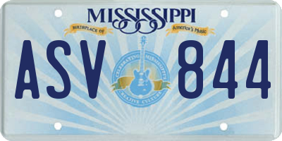 MS license plate ASV844