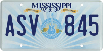 MS license plate ASV845