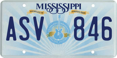 MS license plate ASV846