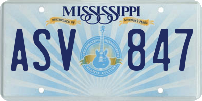 MS license plate ASV847