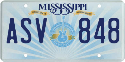 MS license plate ASV848