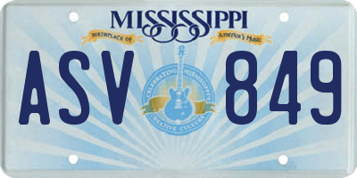 MS license plate ASV849