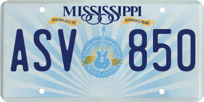 MS license plate ASV850