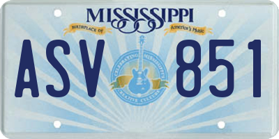 MS license plate ASV851