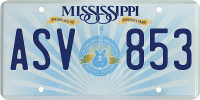 MS license plate ASV853