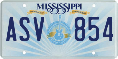 MS license plate ASV854