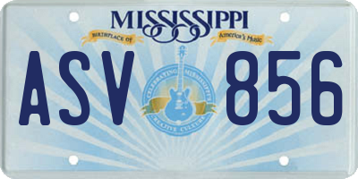 MS license plate ASV856