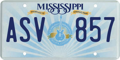 MS license plate ASV857