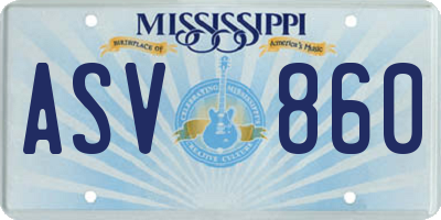 MS license plate ASV860
