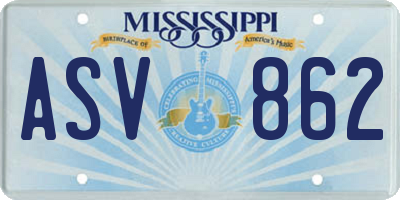MS license plate ASV862