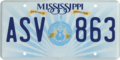 MS license plate ASV863