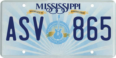 MS license plate ASV865
