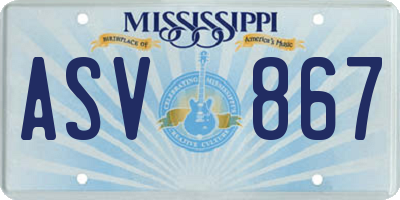 MS license plate ASV867