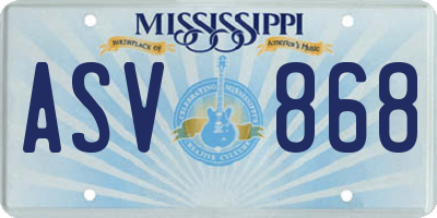 MS license plate ASV868