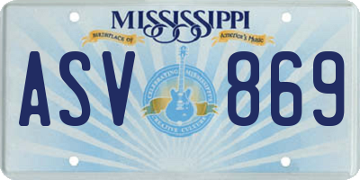 MS license plate ASV869