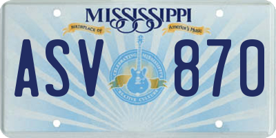 MS license plate ASV870