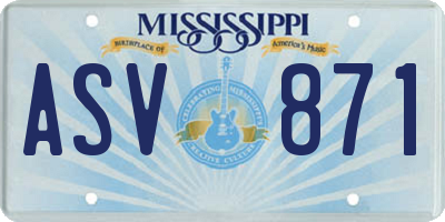 MS license plate ASV871