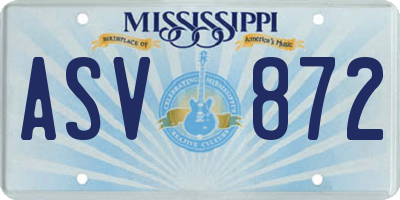 MS license plate ASV872