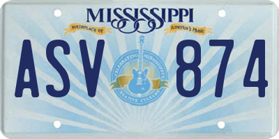 MS license plate ASV874