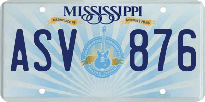MS license plate ASV876