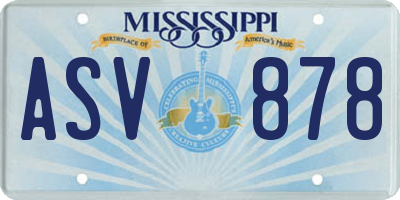 MS license plate ASV878
