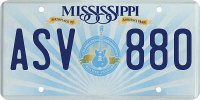 MS license plate ASV880