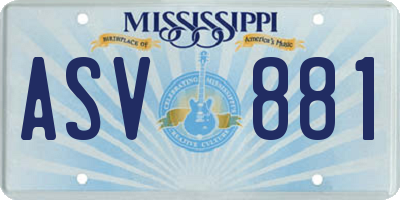 MS license plate ASV881