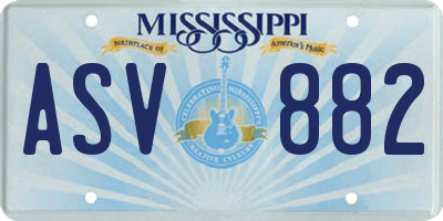 MS license plate ASV882