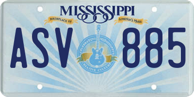 MS license plate ASV885