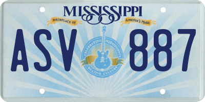 MS license plate ASV887